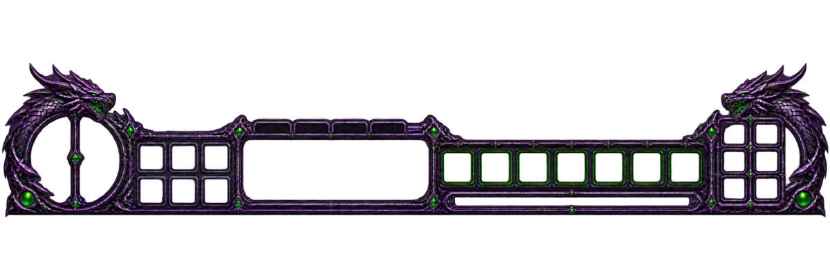 Purple and green inward-facing dragon ornament from the Mir Forever interface artwork