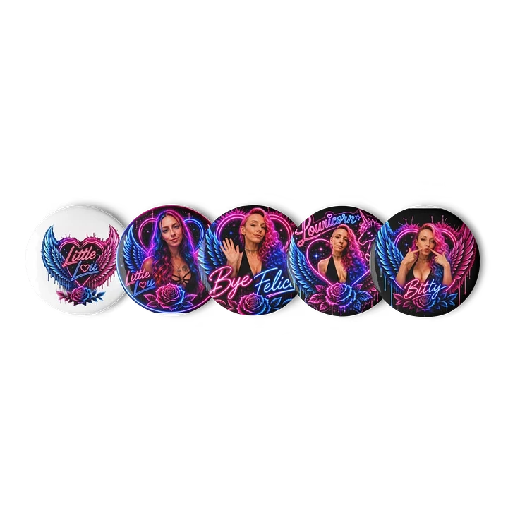 Little Lou Neon Button Badge Set