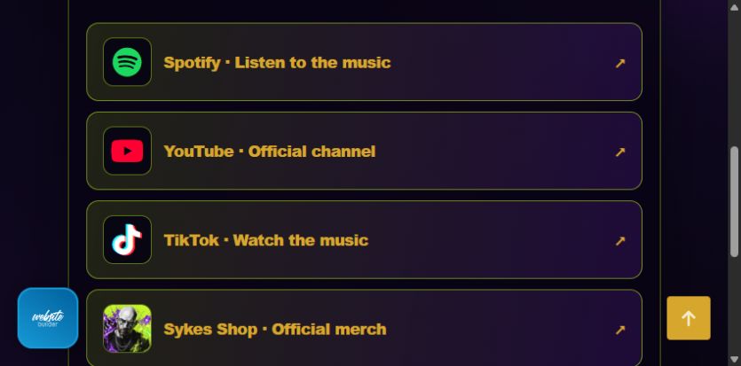 SYKES creator link page design